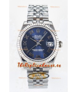 Rolex Super Clone Datejust ETA 2688 Movement 31MM Reloj Acero Inoxidable Dial Azul Romanos