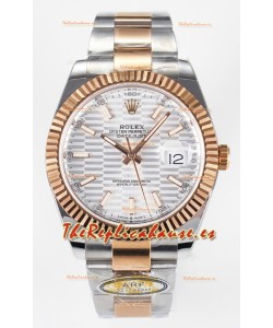 Rolex Super Clone Datejust ETA 3235 Movement 41MM Reloj Chapado en Oro Rosado Dos Tonos Dial Estriado