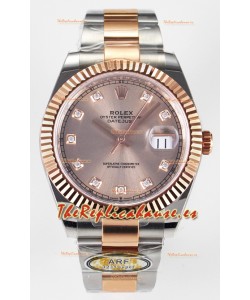 Rolex Super Clone Datejust ETA 3235 Movement 41MM Reloj Chapado en Oro Rosado Dos Tonos Dial Champange