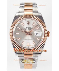 Rolex Super Clone Datejust ETA 3235 Movement 41MM Reloj Chapado en Oro Rosado Dos Tonos Dial Acero