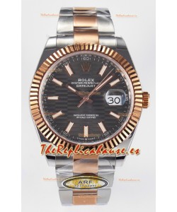 Rolex Super Clone Datejust ETA 3235 Movement 41MM Reloj Chapado en Oro Rosado Dos Tonos Dial Estriado