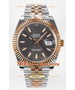 Rolex Super Clone Datejust ETA 3235 Movement 41MM Reloj Chapado en Oro Rosado Dos Tonos Dial Estriado