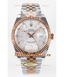Rolex Super Clone Datejust ETA 3235 Movement 41MM Reloj Chapado en Oro Rosado Dos Tonos Dial Estriado
