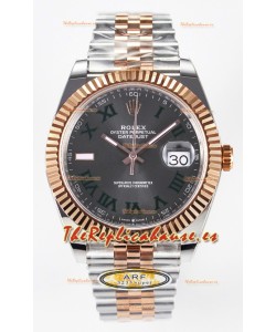 Rolex Super Clone Datejust ETA 3235 Movement 41MM Reloj Chapado en Oro Rosado Dos Tonos Dial Romanos