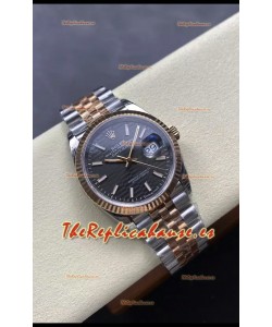 Rolex Super Clone Datejust ETA 3235 Movement 36MM Reloj Dos Tonos Amarillo Dial Gris Estriado
