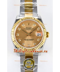 Rolex Super Clone Datejust ETA 2688 Movement 31MM Oro Amarillo Dos Tonos Dial Oro