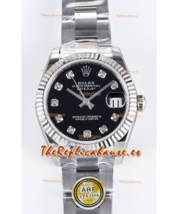 Rolex Super Clone Datejust ETA 2688 Movement 31MM Reloj Acero Inoxidable Dial Negro