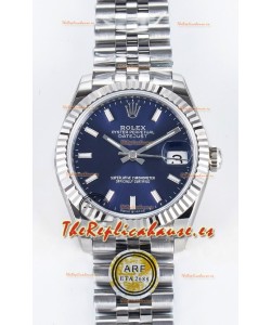 Rolex Super Clone Datejust ETA 2688 Movement 31MM Reloj Acero Inoxidable Dial Azul