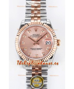 Rolex Super Clone Datejust ETA 2688 Movement 31MM Oro Rosado Dos Tonos Suizo Dial Champange