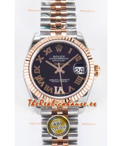 Rolex Super Clone Datejust ETA 2688 Movement 31MM Oro Rosado Dos Tonos Suizo Dial Morado