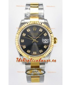 Rolex Super Clone Datejust ETA 2688 Movement 31MM Oro Amarillo Dos Tonos Dial Gris