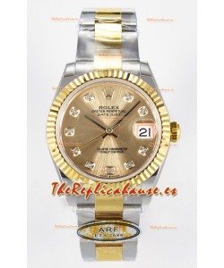 Rolex Super Clone Datejust ETA 2688 Movement 31MM Reloj y Dial Oro Amarillo Dos Tonos