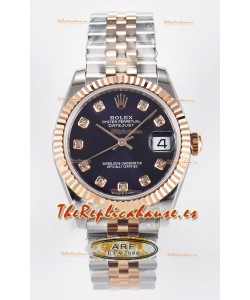 Rolex Super Clone Datejust ETA 2688 Movement 31MM Oro Rosado Dos Tonos Suizo Dial Morado