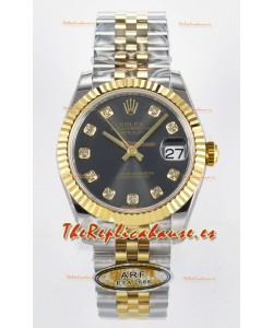 Rolex Super Clone Datejust ETA 2688 Movement 31MM Oro Amarillo Dos Tonos Suizo Dial Gris