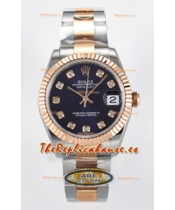 Rolex Super Clone Datejust ETA 2688 Movement 31MM Oro Rosado Dos Tonos Suizo Dial Morado