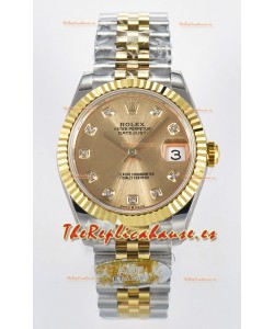 Rolex Super Clone Datejust ETA 2688 Movement 31MM Caja y Dial Oro Amarillo Dos Tonos