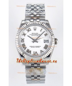 Rolex Super Clone Datejust ETA 2688 Movement 31MM Reloj Acero Inoxidable Blanco Dial Romanos