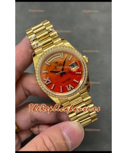 Rolex Day Date Carnelian Reloj Oro Amarillo 18K 36MM - Reloj Réplica Espejo 1:1 