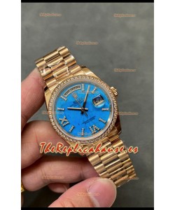 Rolex Day Date Turquoise Set Reloj Oro Amarillo 18K 36MM - Reloj Réplica Espejo 1:1 