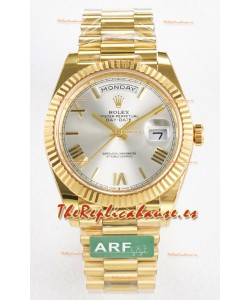 Rolex Day Date Super Clone Reloj Oro Amarillo 18K 40MM - Dial Acero 1:1 Calidad Espejo