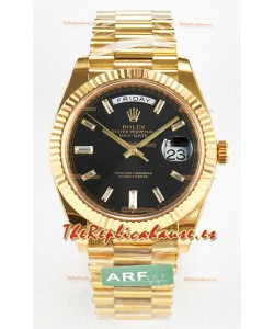 Rolex Day Date Super Clone Reloj Oro Amarillo 18K 40MM - Dial Negro 1:1 Calidad Espejo