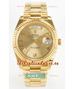 Rolex Day Date Super Clone Reloj Oro Amarillo 18K 40MM - Dial Oro 1:1 Calidad Espejo