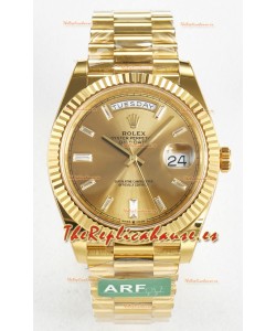 Rolex Day Date Super Clone Reloj Oro Amarillo 18K 40MM - Dial Oro 1:1 Calidad Espejo
