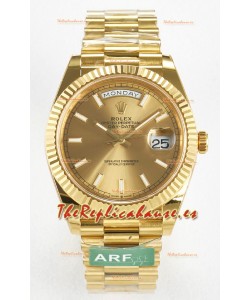 Rolex Day Date Super Clone Reloj Oro Amarillo 18K 40MM - Dial Oro 1:1 Calidad Espejo