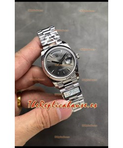 Rolex Day Date Super Clone Acero Inoxidable Reloj Dial Gris 36MM - 1:1 Calidad Espejo