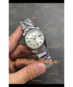 Rolex Day Date Super Clone Acero Inoxidable Dial Plateado Reloj Numerales Diamantes 36MM - 1:1 Calidad Espejo