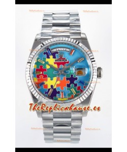 Rolex Day Date Emoji Jig-Saw Puzzle Caja Acero Inoxidable Reloj Réplica Suizo 
