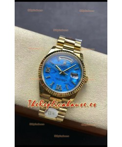 Rolex Day Date Turquoise Set Reloj Oro Amarillo 18K 36MM - Reloj Réplica Espejo 1:1 