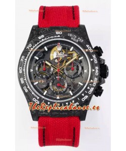Rolex Daytona Super Clone DiW Skeleton Carbon Edition Watch - Caja Carbono Forjado Correa Roja Réplica Espejo 1:1