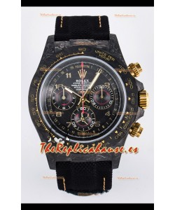 Rolex Daytona Super Clone DiW Avia Gris Carbon Edition Watch - Caja Carbono Forjado Correa Negra Réplica Espejo 1:1