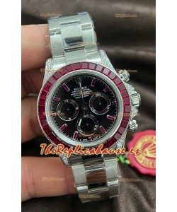 Rolex Daytona Super Clone Caja Oro Blanco Dial Granate Movimiento Cal.4131 Reloj con Bisel Zafiro Personalizado
