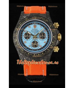 Rolex Daytona Super Clone Watch en Dial Azul Caja Carbono Negro Réplica Espejo 1:1
