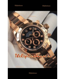 Rolex Daytona Movimiento Japonés Caja de Oro Reloj Réplica en Dial Negro 
