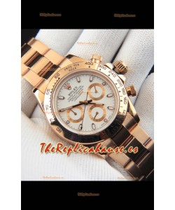 Rolex Daytona Movimiento Japonés Caja de Oro Reloj Réplica en Dial Blanco