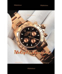 Rolex Daytona Movimiento Japonés Caja de Oro Reloj Réplica en Dial Negro