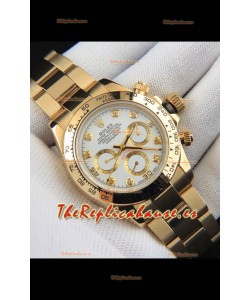 Rolex Daytona Movimiento Japonés Caja de Oro Reloj Réplica en Dial Blanco