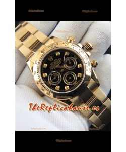 Rolex Daytona Movimiento Japonés Caja de Oro Reloj Réplica en Dial Negro 