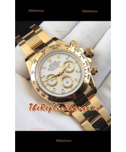 Rolex Daytona Movimiento Japonés Caja de Oro Reloj Réplica en Dial Blanco 
