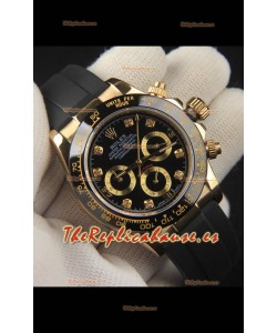Rolex Daytona Movimiento Japonés Caja de Oro Reloj Réplica en Dial Negro 