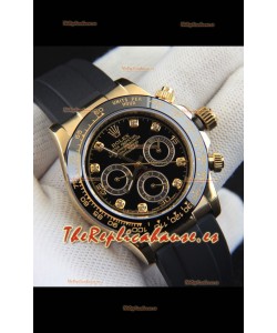 Rolex Daytona Movimiento Japonés Caja de Oro Reloj Réplica en Dial Negro 