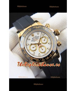 Rolex Daytona Movimiento Japonés Caja de Oro Reloj Réplica en Dial Blanco 
