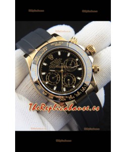Rolex Daytona Movimiento Japonés Caja de Oro Reloj Réplica en Dial Negro 