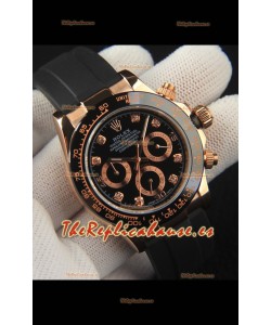 Rolex Daytona Movimiento Japonés Caja de Oro Reloj Réplica en Dial Negro 