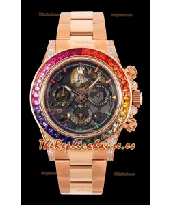 Rolex Daytona Dorado Blaken Reloj Réplica Suizo a Espejo 1:1 Dial Skeleton Movimiento Cal.4130