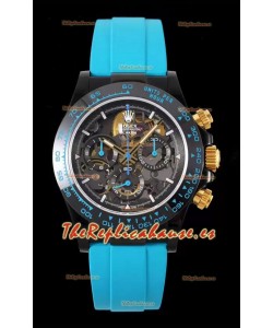 Rolex Daytona Azul Blaken Reloj Réplica Suizo a Espejo 1:1 Dial Skeleton Movimiento Cal.4130