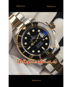 Rolex Submariner Reloj Japonés Reloj Réplica Dial Oro Amarillo Dos Tonos Bisel de Cerámica en Negro